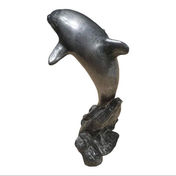 MICHAEL A. RICKER Swimming Dolphins #1 Signed Pewter Figure Ocean | Certified - Picture 5 of 9